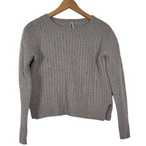 the LETTER Womens Gray Alpaca Wool Blend Cable Knit Crew Neck Sweater Size‎ S